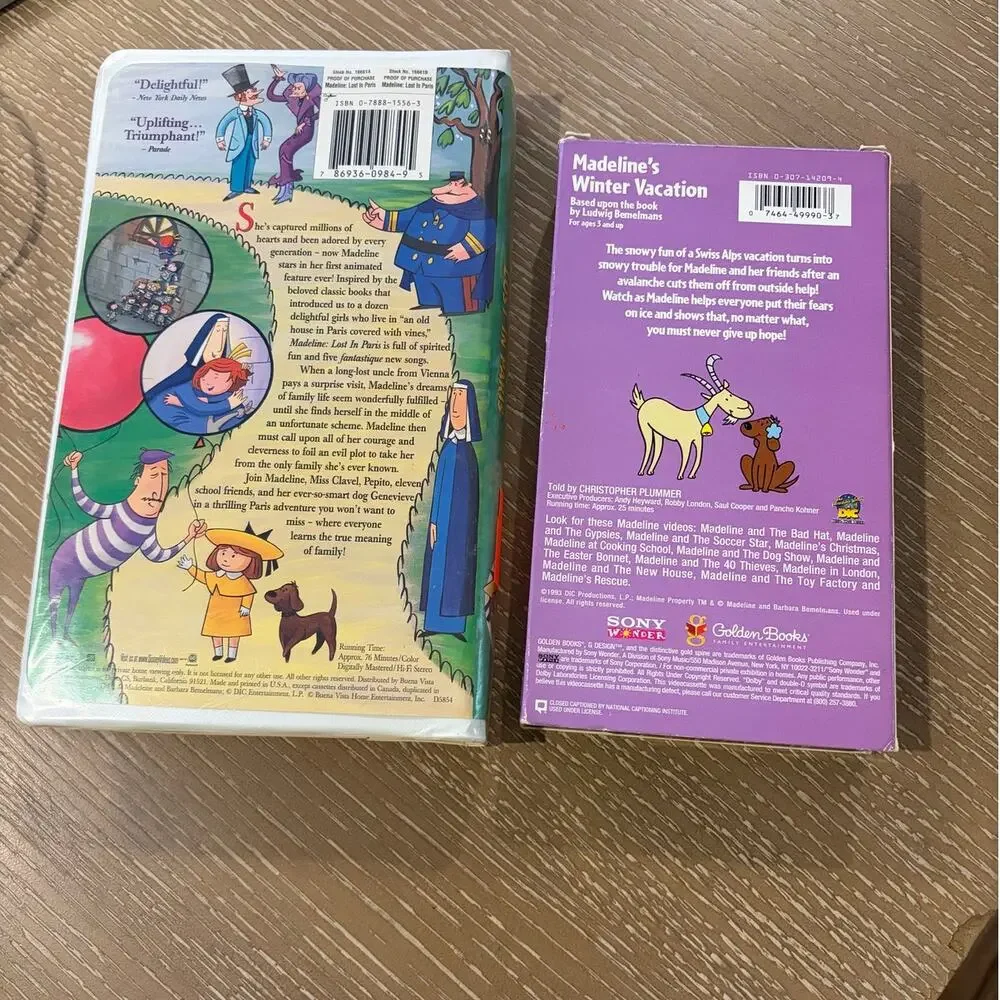 Madeline: Lost In Paris/VHS Clamshell/Disney Madeline's Winter Vacation VHS 1998